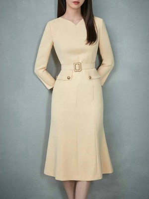 Long sleeve solid color skirt HE1108-02-03