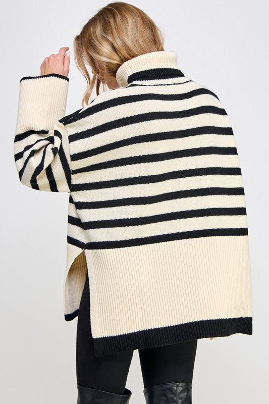 Stevie Striped Turtleneck Pullover Knit Sweater Stevie Striped Turtleneck Pullover Knit Sweater
