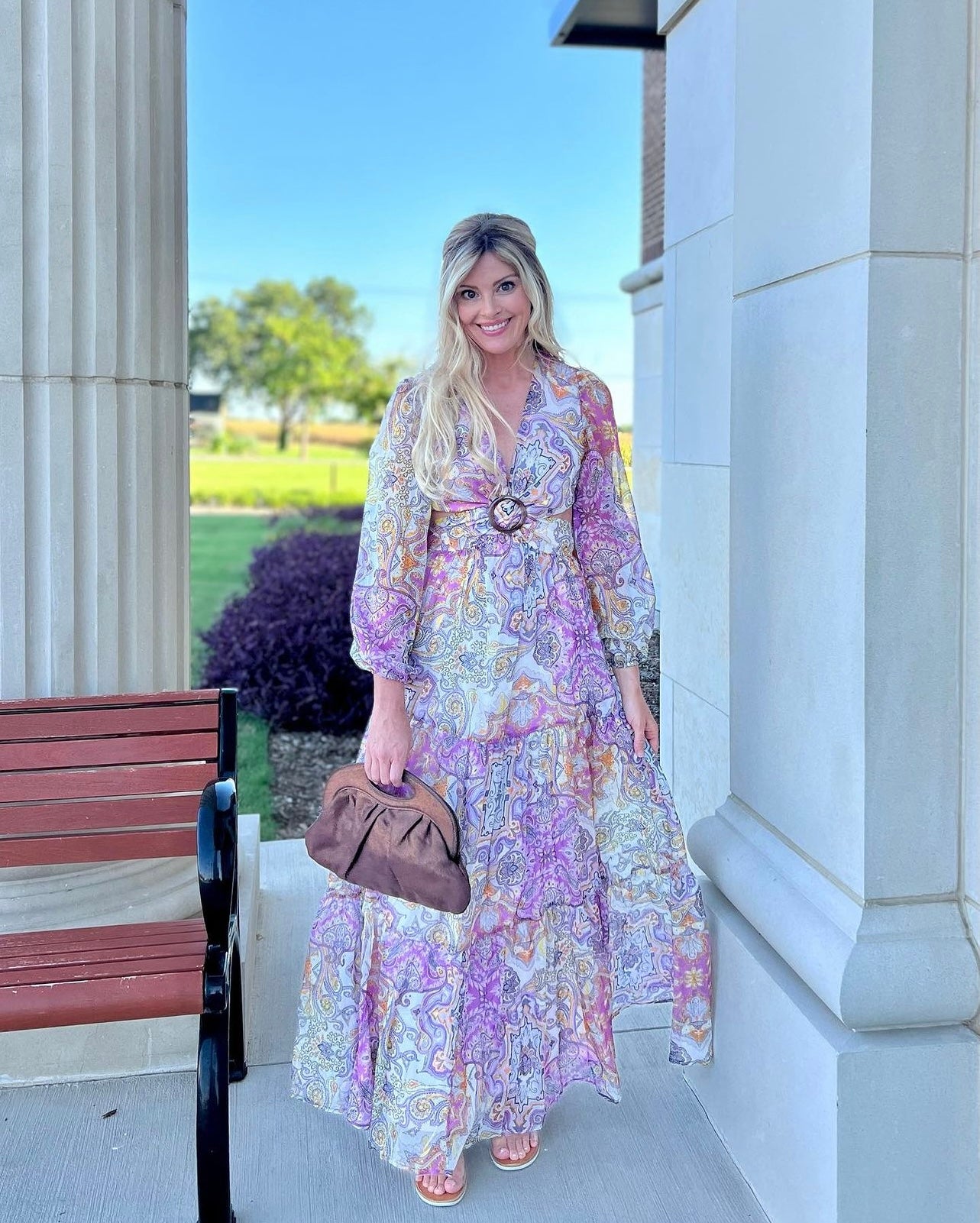 Presley Paisley Print Long Sleeve V-Neck Maxi Dress Presley Paisley Print Long Sleeve V-Neck Maxi Dress