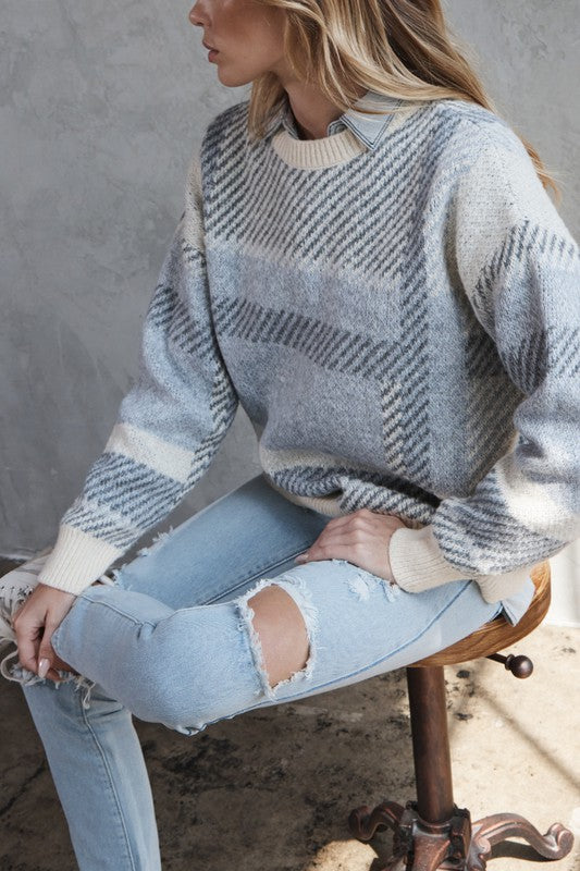 Tyler Plaid Knit Crewneck Sweater Tyler Plaid Knit Crewneck Sweater