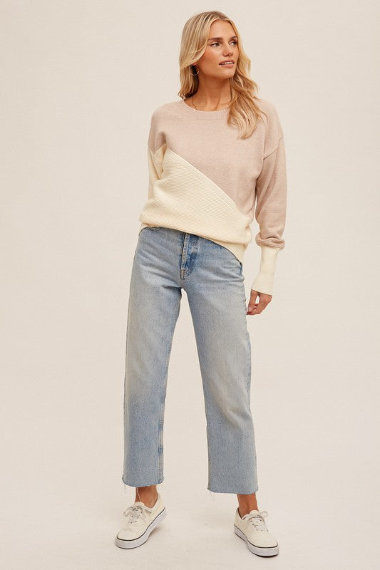 Annalise Asymmetrical Color Block Knit Sweater Annalise Asymmetrical Color Block Knit Sweater