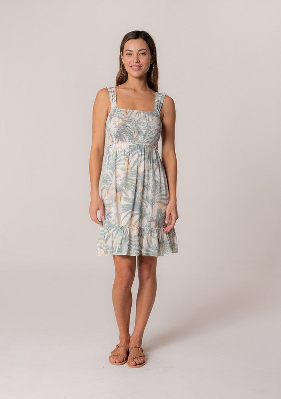 Palm Leaf Smocked Mini Dress Palm Leaf Smocked Mini Dress