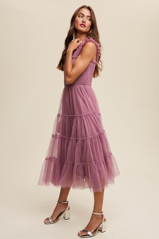 Amelie Tiered Tulle Midi Dress Amelie Tiered Tulle Midi Dress