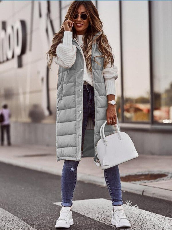 Layla Long Hooded Puffer Vest Layla Long Hooded Puffer Vest