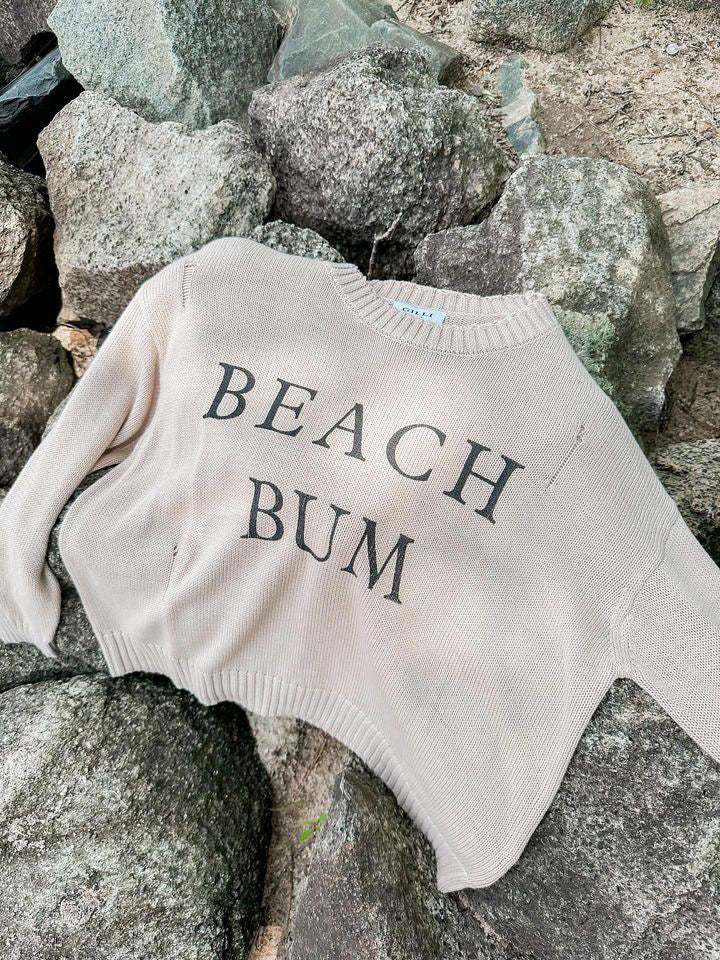 BEACH BUM Round Neck Long Sleeve Knit Sweater BEACH BUM Round Neck Long Sleeve Knit Sweater