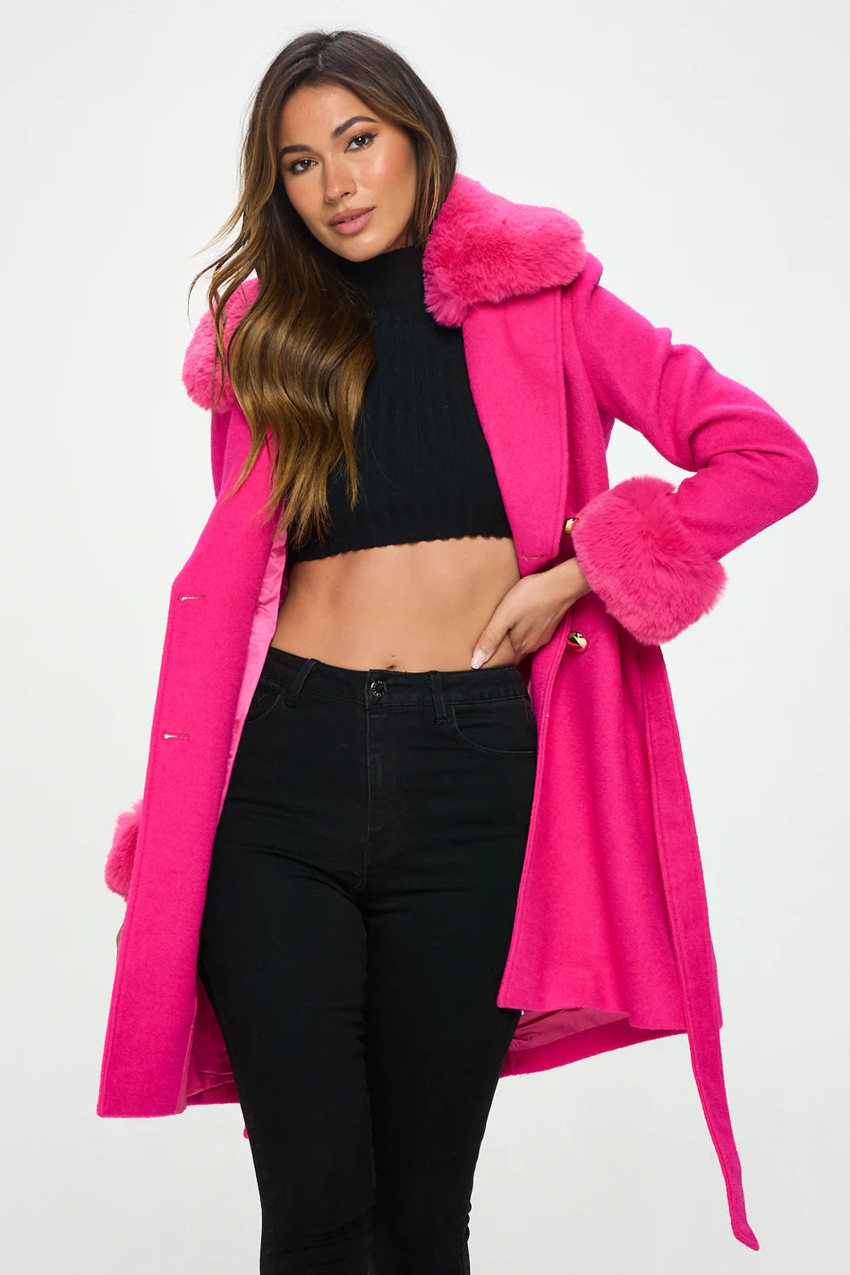 Philippa Vegan Wool Coat with Faux Fur Collar Philippa Vegan Wool Coat with Faux Fur Collar