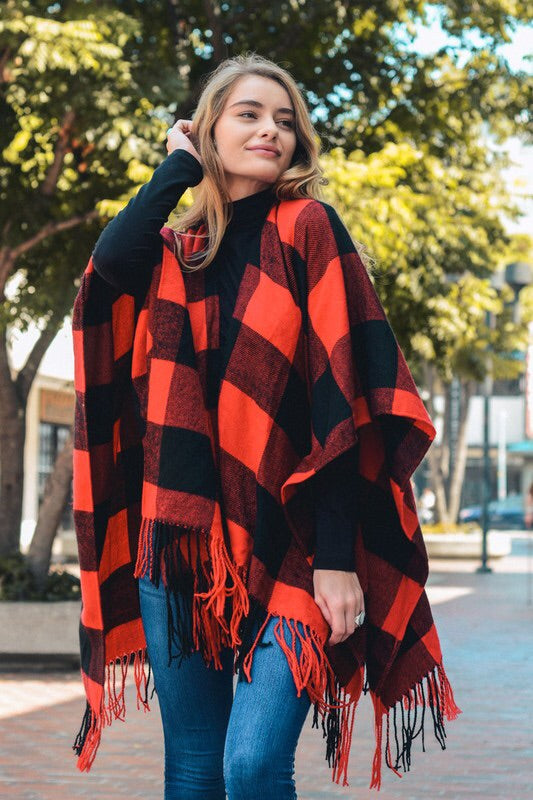 Jenny Buffalo Check Plaid Poncho Jenny Buffalo Check Plaid Poncho