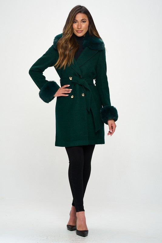 Philippa Vegan Wool Coat with Faux Fur Collar Philippa Vegan Wool Coat with Faux Fur Collar