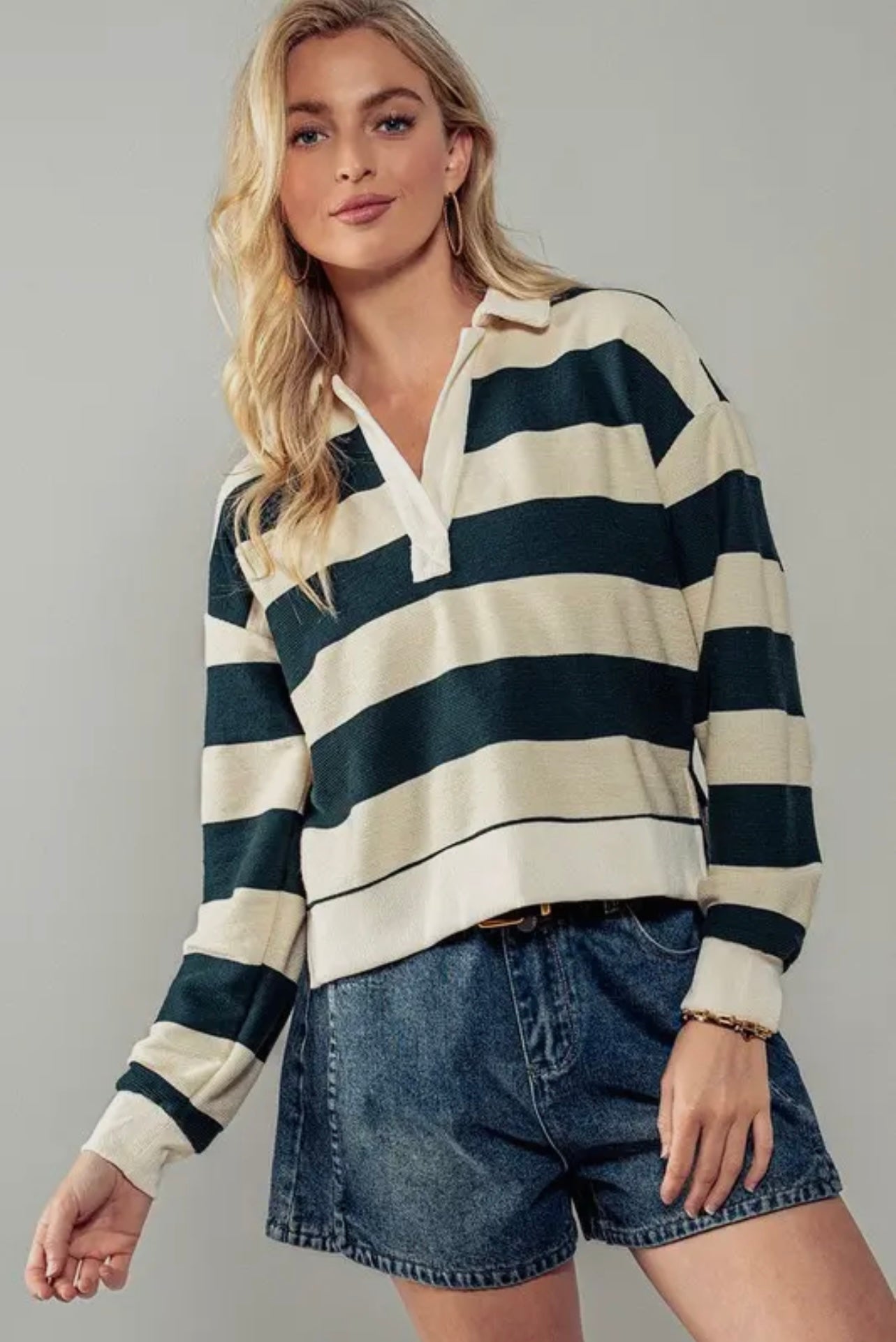 Brynn Retro Striped Rugby Shirt Brynn Retro Striped Rugby Shirt