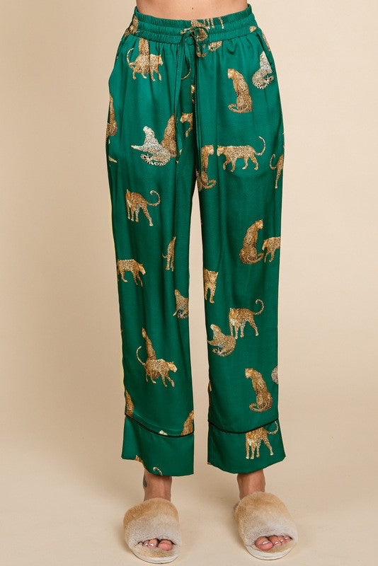 Lucia Satin Cheetah Print Pajama Set Lucia Satin Cheetah Print Pajama Set