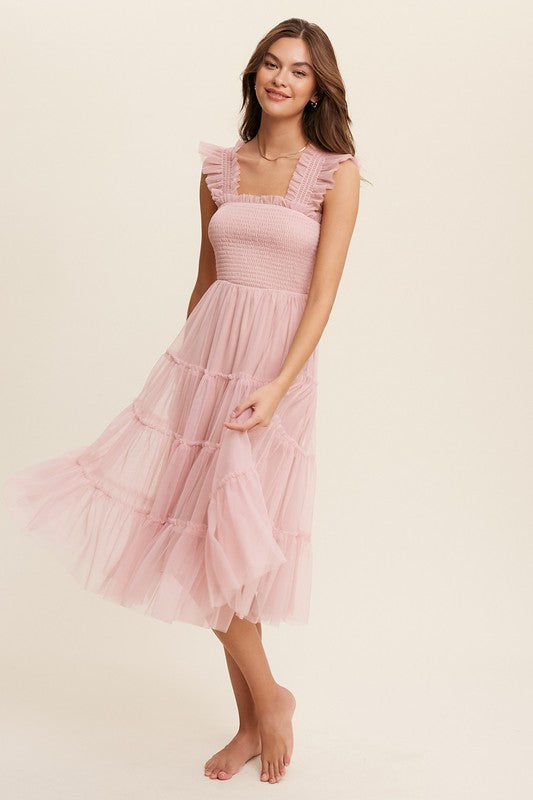 Amelie Tiered Tulle Midi Dress Amelie Tiered Tulle Midi Dress