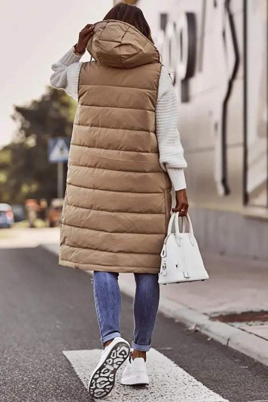 Layla Long Hooded Puffer Vest Layla Long Hooded Puffer Vest