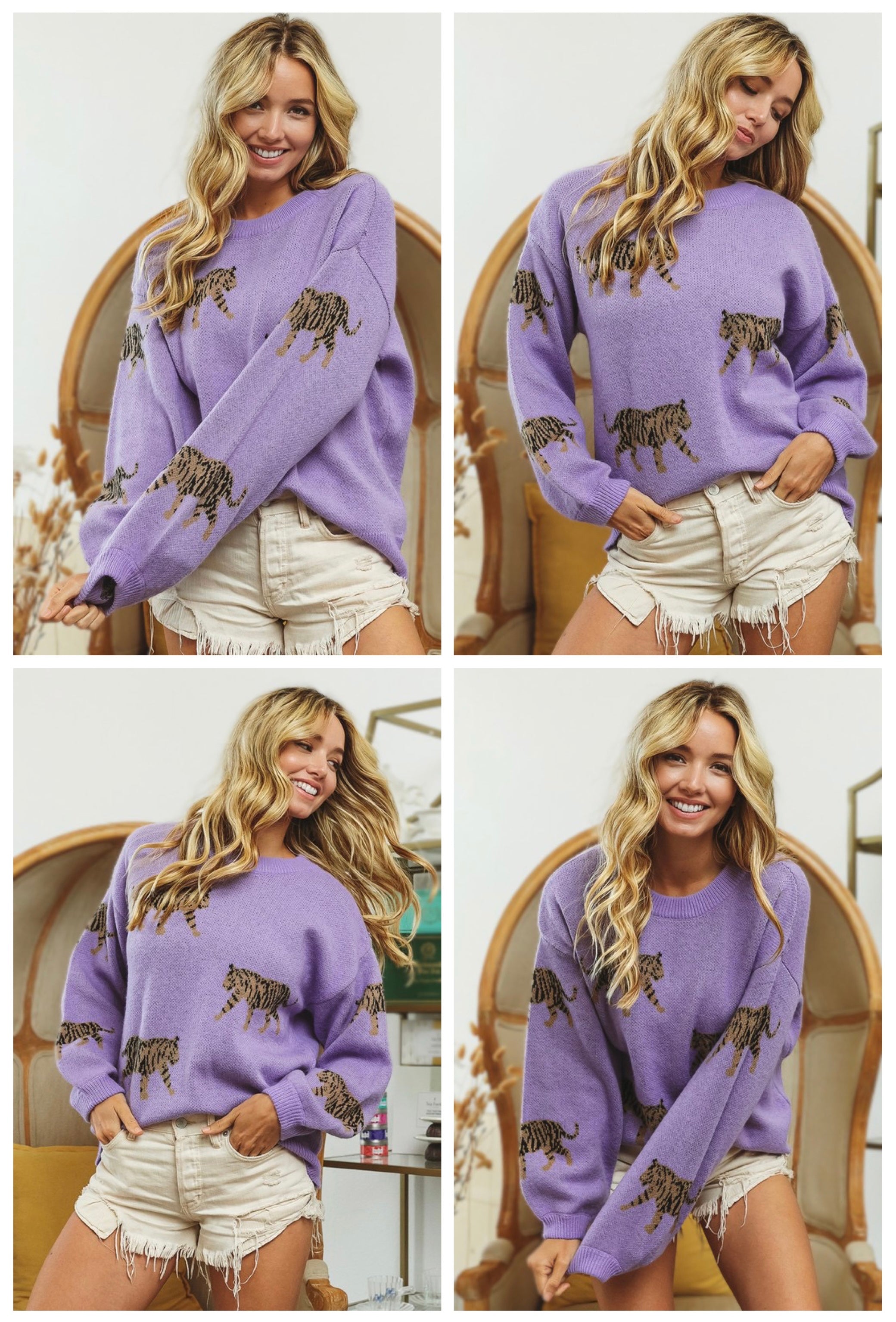 Tabitha Tiger Pattern Knit Sweater Tabitha Tiger Pattern Knit Sweater