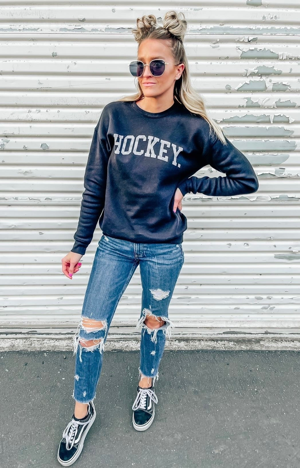 HOCKEY Crewneck Pullover Sweatshirt HOCKEY Crewneck Pullover Sweatshirt