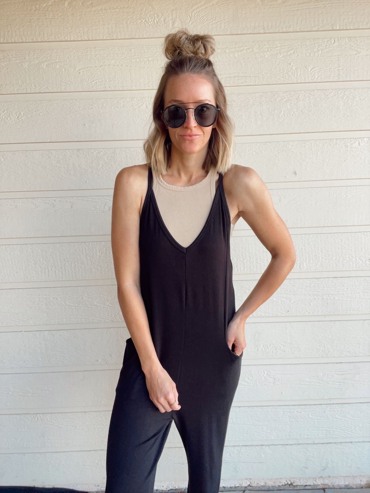 The Kourtney Relaxed Fit V-neck Jumpsuit The Kourtney Relaxed Fit V-neck Jumpsuit