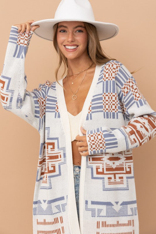 Frankie Long Patterned Cardigan Sweater Frankie Long Patterned Cardigan Sweater