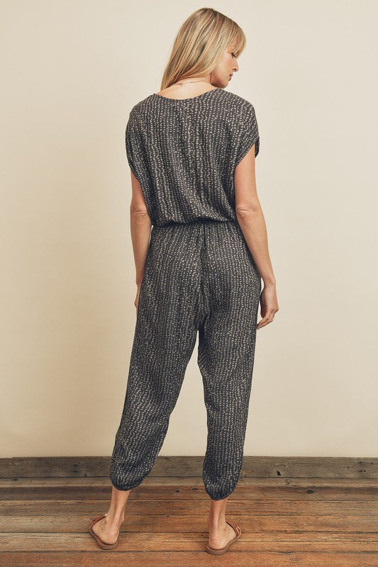 Pebble Print Surplice Jumpsuit Pebble Print Surplice Jumpsuit