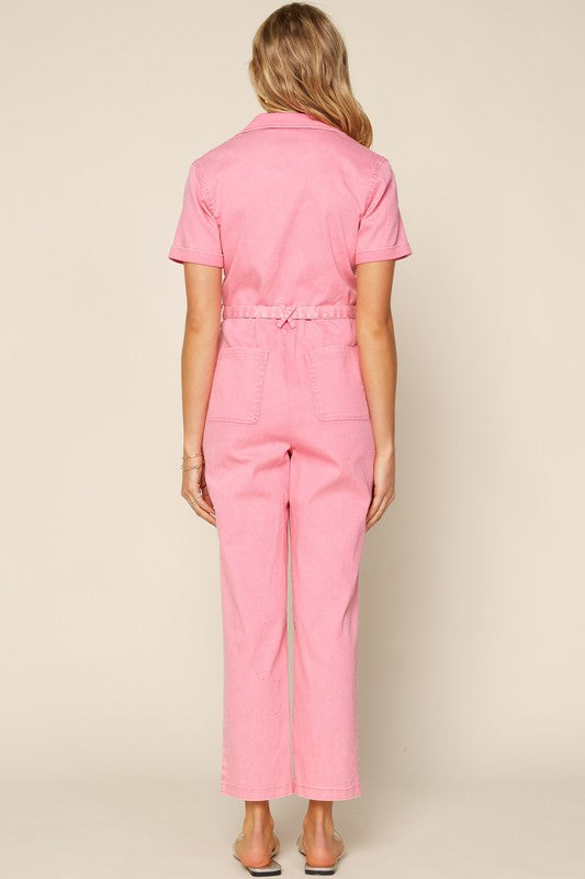 Cassandra Short Sleeve Cotton Utility Jumpsuit Cassandra Short Sleeve Cotton Utility Jumpsuit