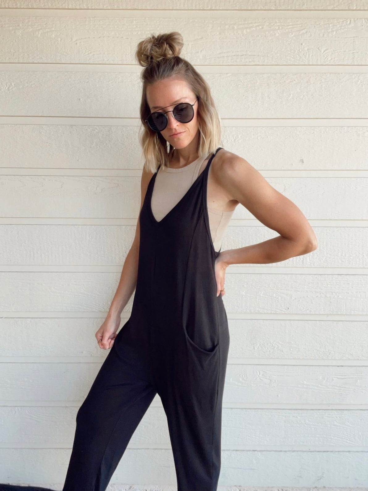 The Kourtney Relaxed Fit V-neck Jumpsuit The Kourtney Relaxed Fit V-neck Jumpsuit