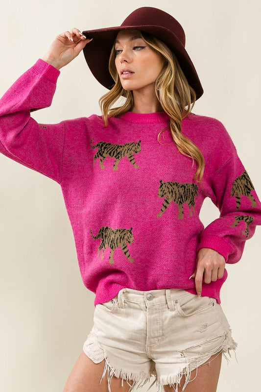 Tabitha Tiger Pattern Knit Sweater Tabitha Tiger Pattern Knit Sweater