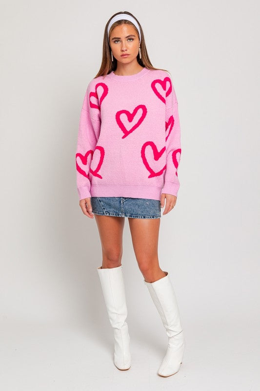 Bianca Heart Pattern Knit Sweater Bianca Heart Pattern Knit Sweater