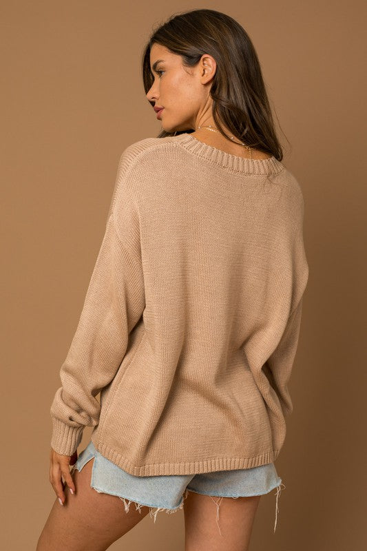 BEACH BUM Round Neck Long Sleeve Knit Sweater BEACH BUM Round Neck Long Sleeve Knit Sweater
