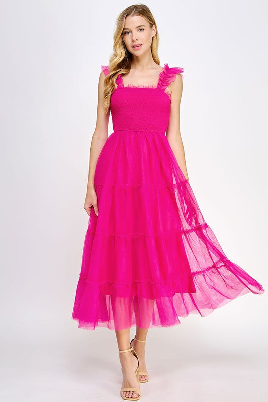 Aerin Sleeveless Tiered Tulle Midi Dress Aerin Sleeveless Tiered Tulle Midi Dress