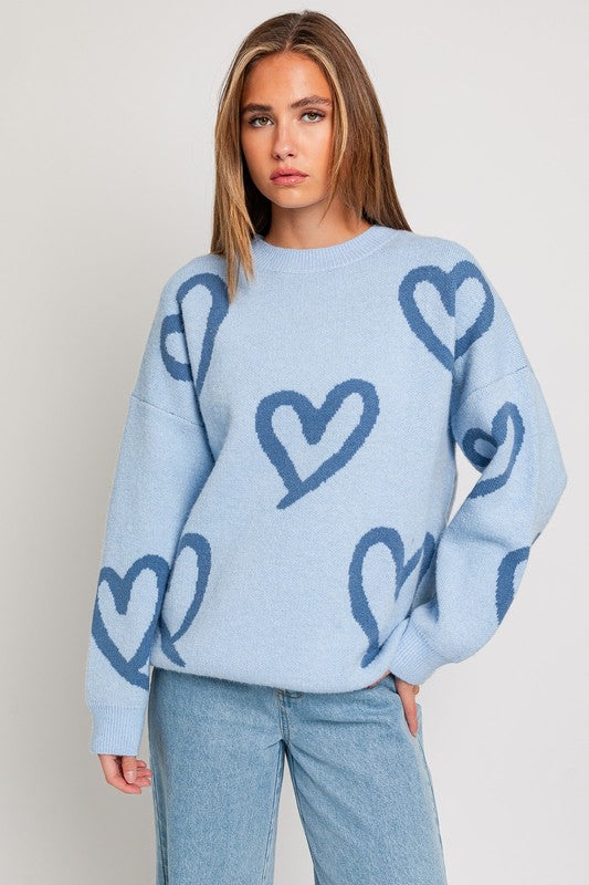 Bianca Heart Pattern Knit Sweater Bianca Heart Pattern Knit Sweater