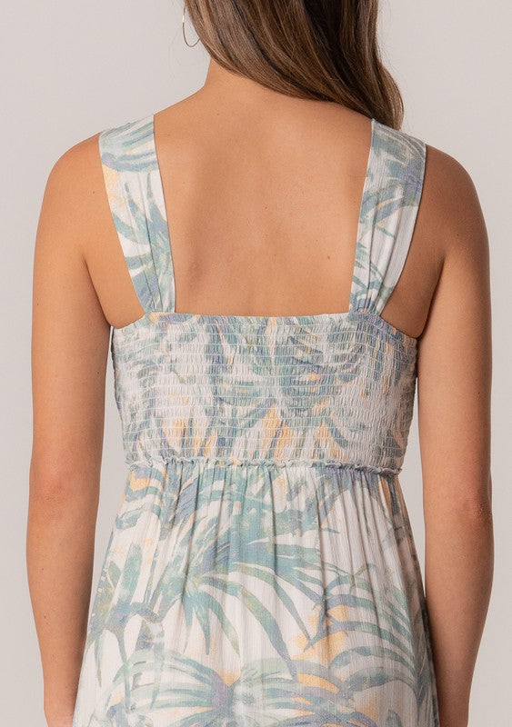 Palm Leaf Smocked Mini Dress Palm Leaf Smocked Mini Dress