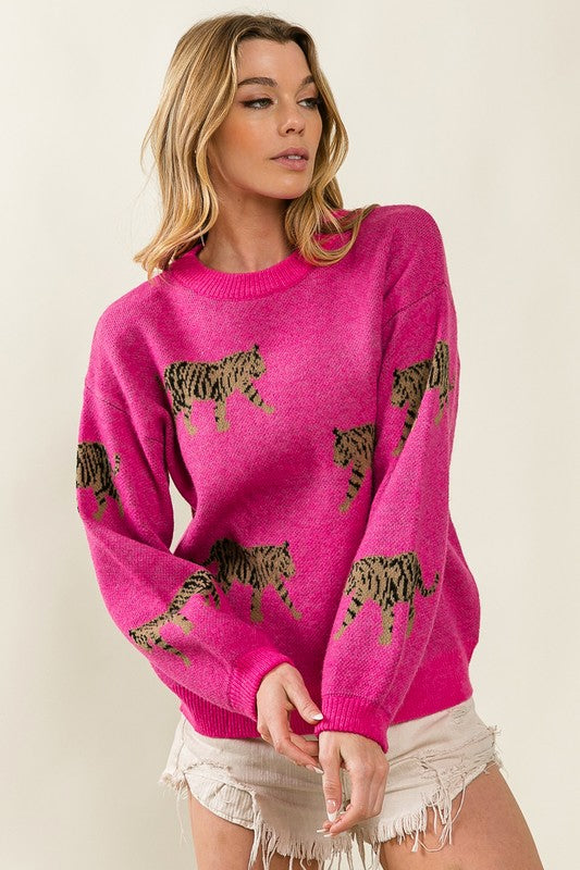 Tabitha Tiger Pattern Knit Sweater Tabitha Tiger Pattern Knit Sweater
