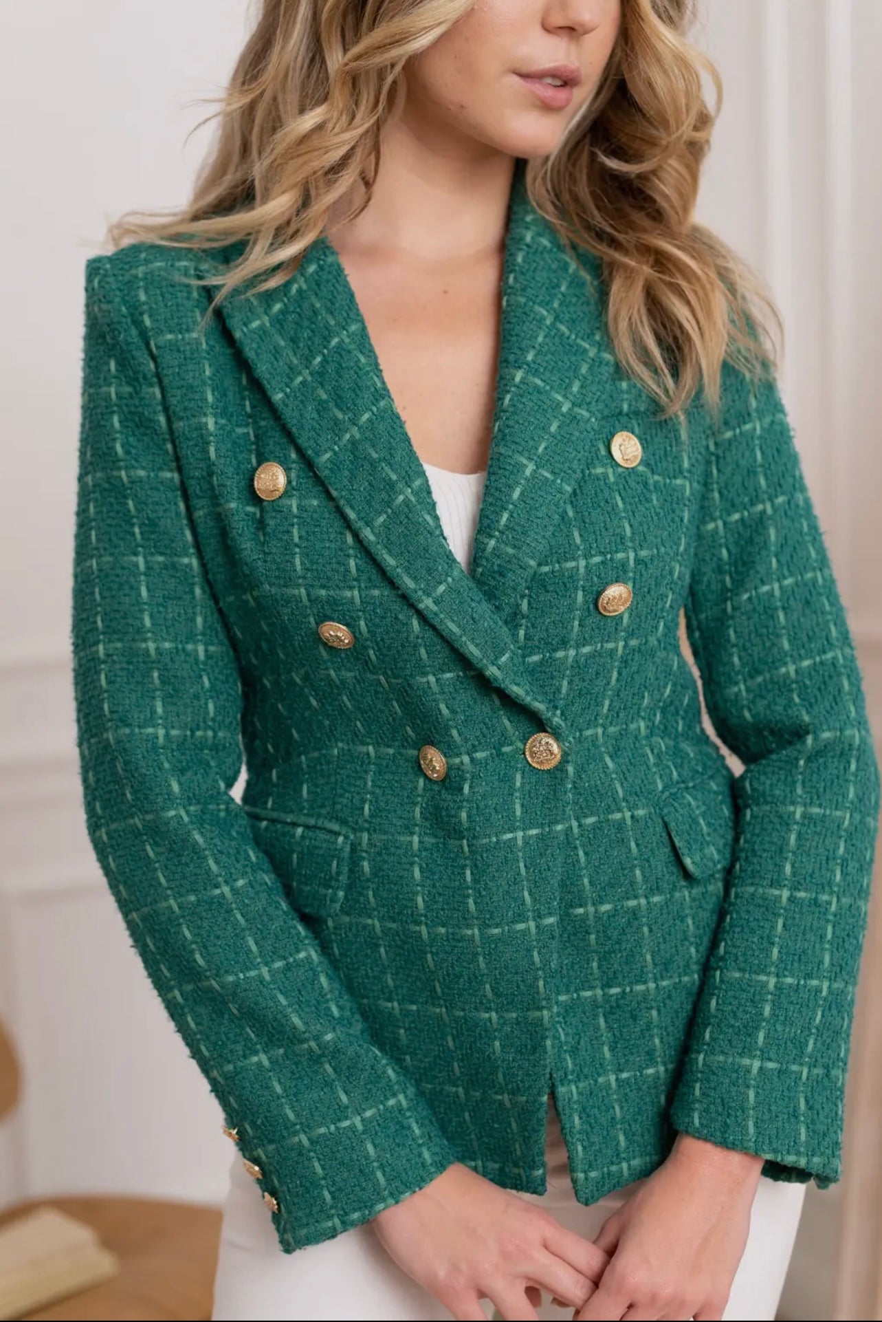 Elise Double Breasted Tweed Blazer Elise Double Breasted Tweed Blazer