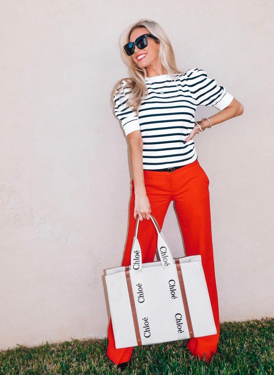 Ava Crewneck Puff Short Sleeve Stripe Sweater Top Ava Crewneck Puff Short Sleeve Stripe Sweater Top