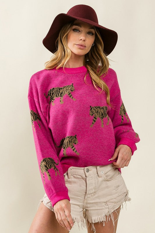 Tabitha Tiger Pattern Knit Sweater Tabitha Tiger Pattern Knit Sweater