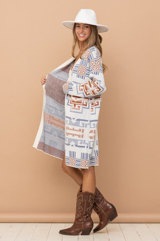 Frankie Long Patterned Cardigan Sweater Frankie Long Patterned Cardigan Sweater