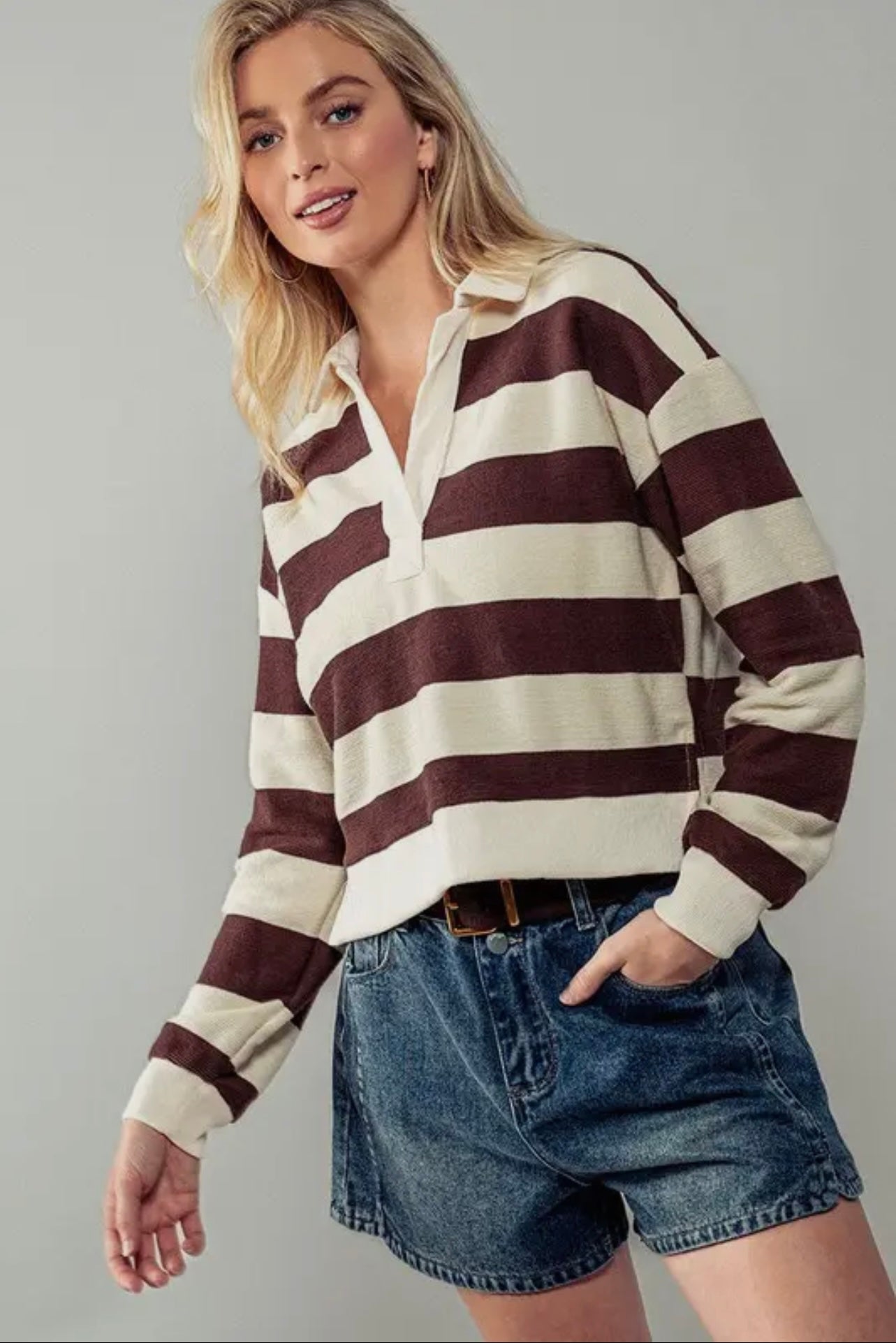 Brynn Retro Striped Rugby Shirt Brynn Retro Striped Rugby Shirt