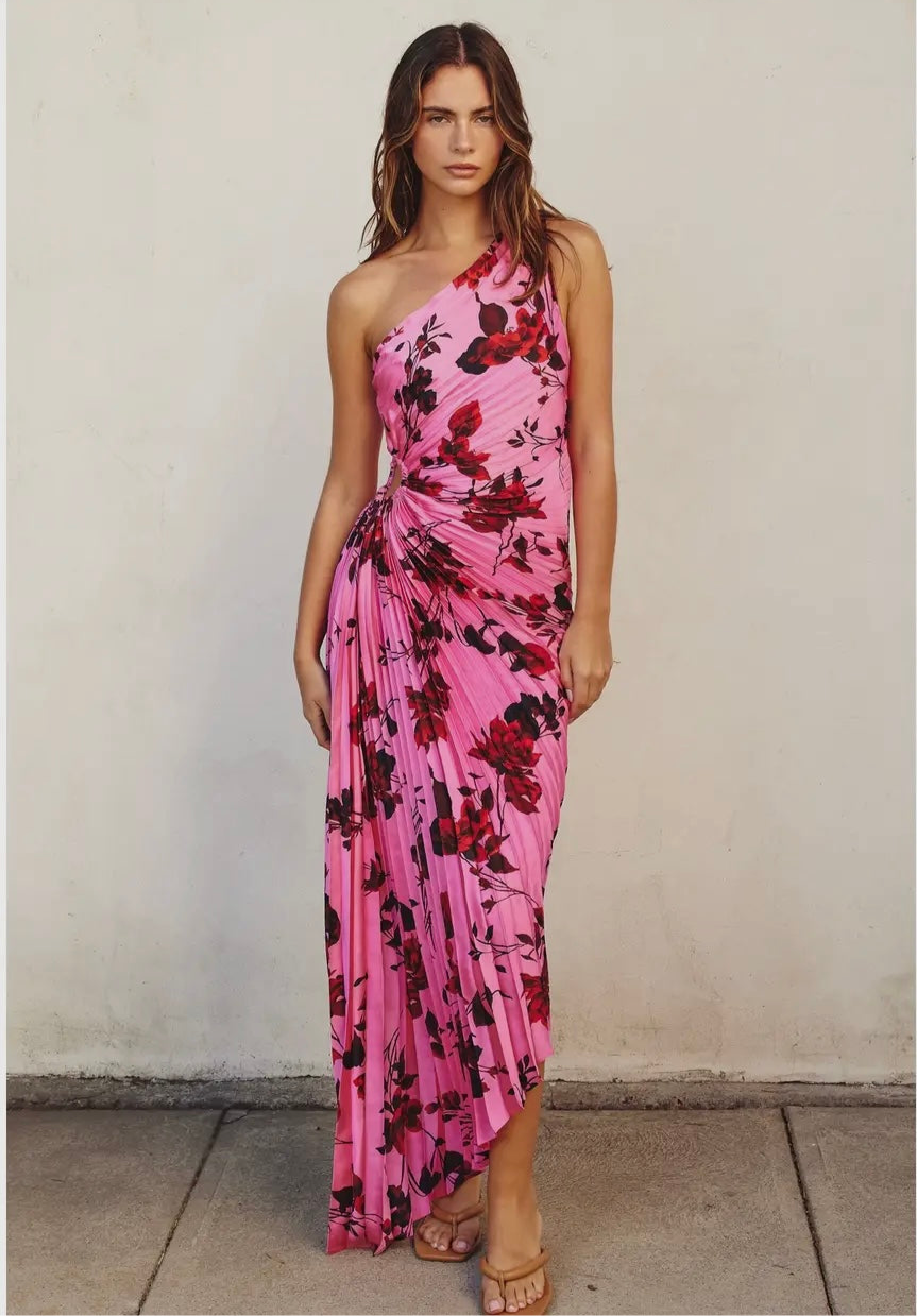 Potential Heartache Pleated One Shoulder Maxi Dress Potential Heartache Pleated One Shoulder Maxi Dress