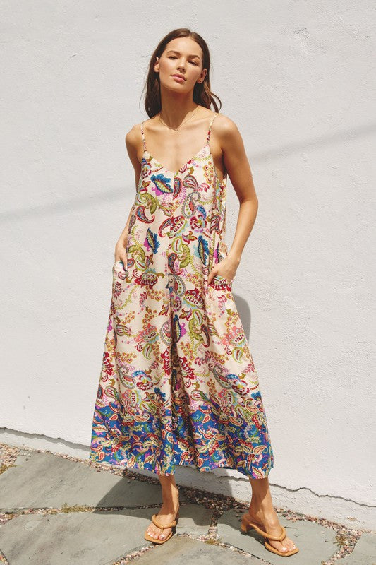 Paisley Print Wide Leg Jumpsuit Paisley Print Wide Leg Jumpsuit