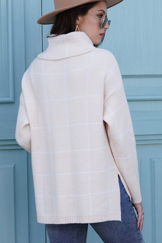 Claire Windowpane Plaid Sweater Claire Windowpane Plaid Sweater