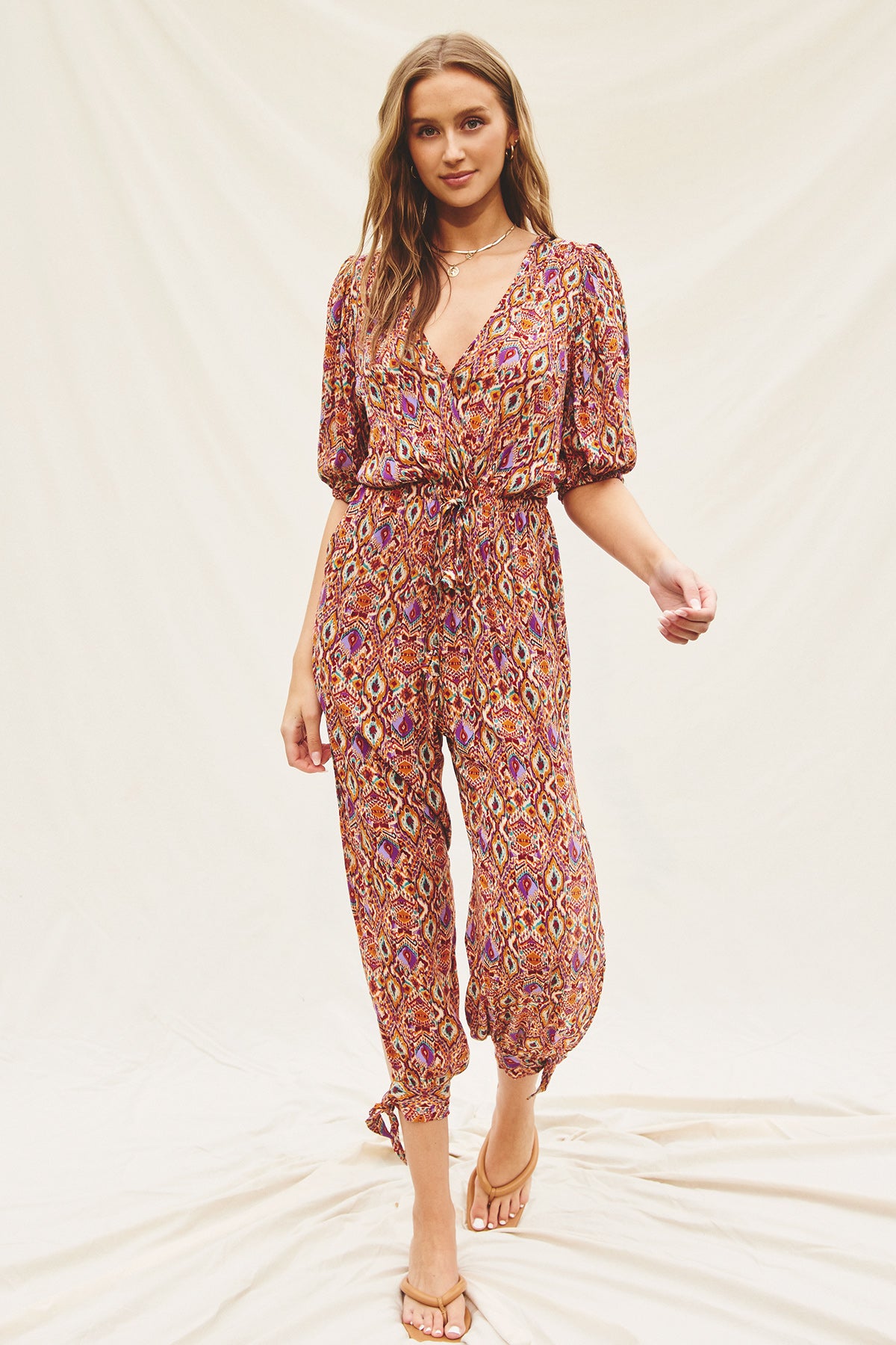Mirage Puff Sleeve Tie Ankle Jumpsuit Mirage Puff Sleeve Tie Ankle Jumpsuit