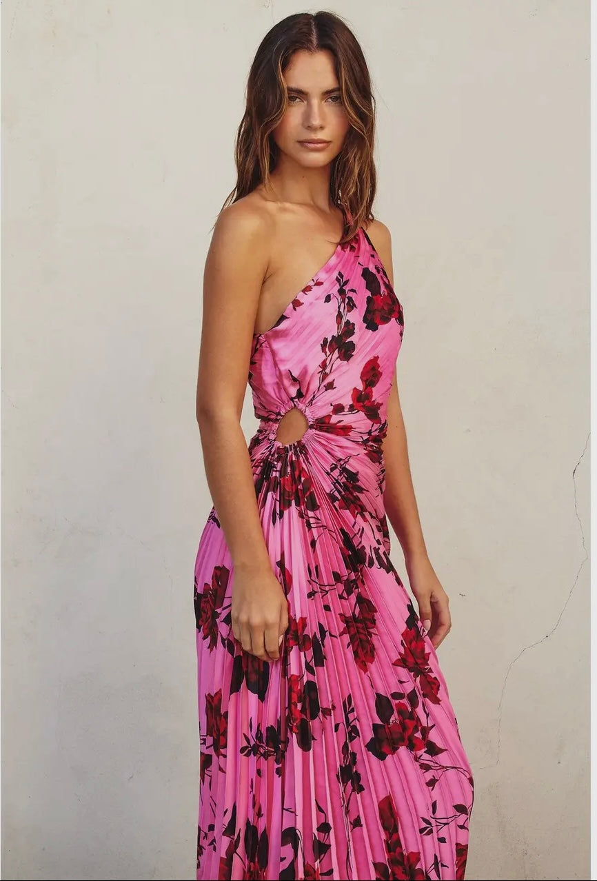 Potential Heartache Pleated One Shoulder Maxi Dress Potential Heartache Pleated One Shoulder Maxi Dress