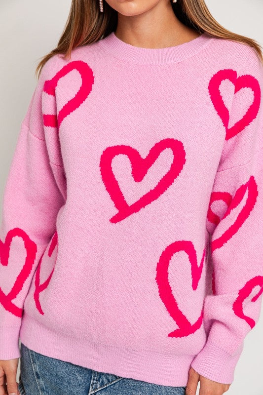 Bianca Heart Pattern Knit Sweater Bianca Heart Pattern Knit Sweater