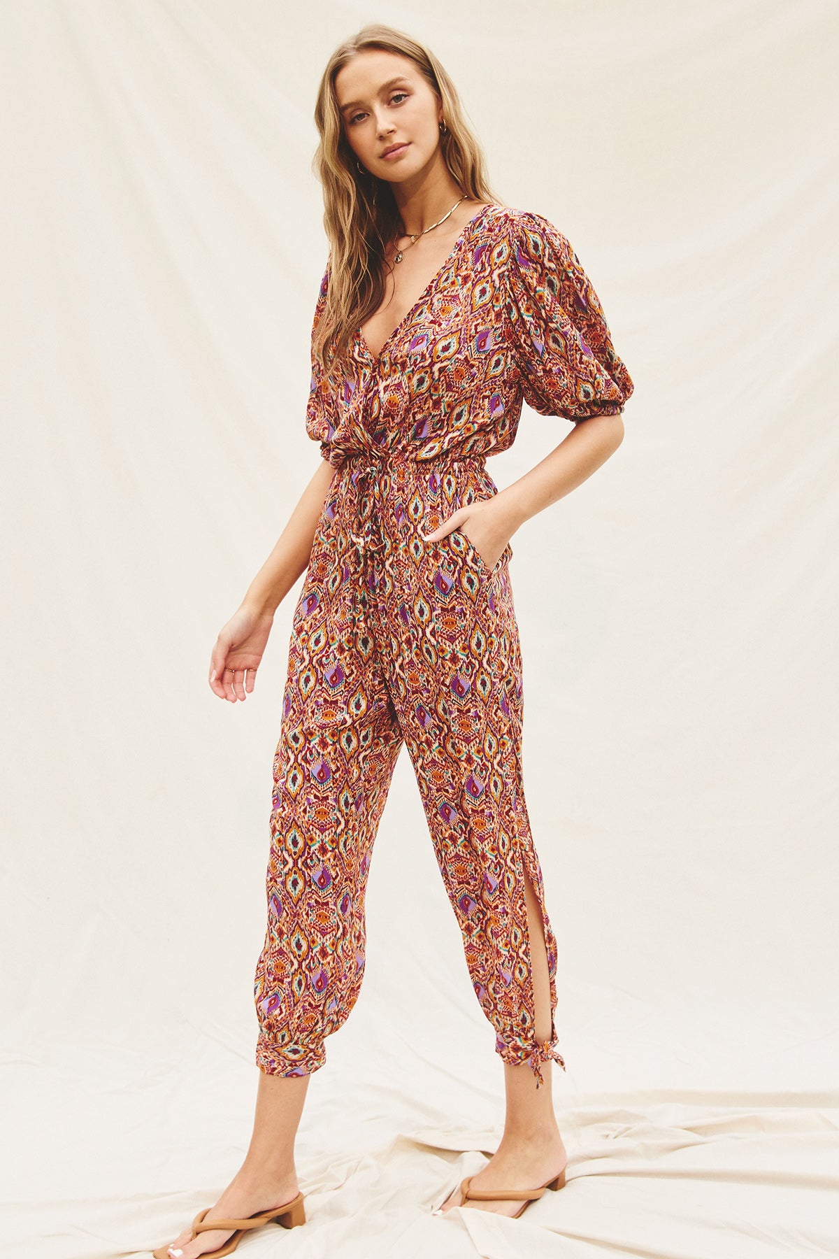 Mirage Puff Sleeve Tie Ankle Jumpsuit Mirage Puff Sleeve Tie Ankle Jumpsuit