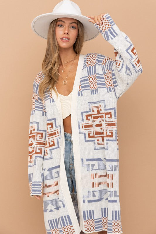 Frankie Long Patterned Cardigan Sweater Frankie Long Patterned Cardigan Sweater