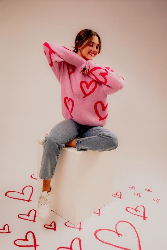 Bianca Heart Pattern Knit Sweater Bianca Heart Pattern Knit Sweater