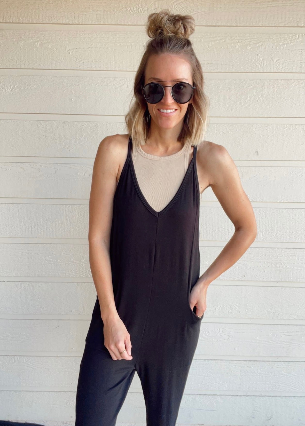 The Kourtney Relaxed Fit V-neck Jumpsuit The Kourtney Relaxed Fit V-neck Jumpsuit