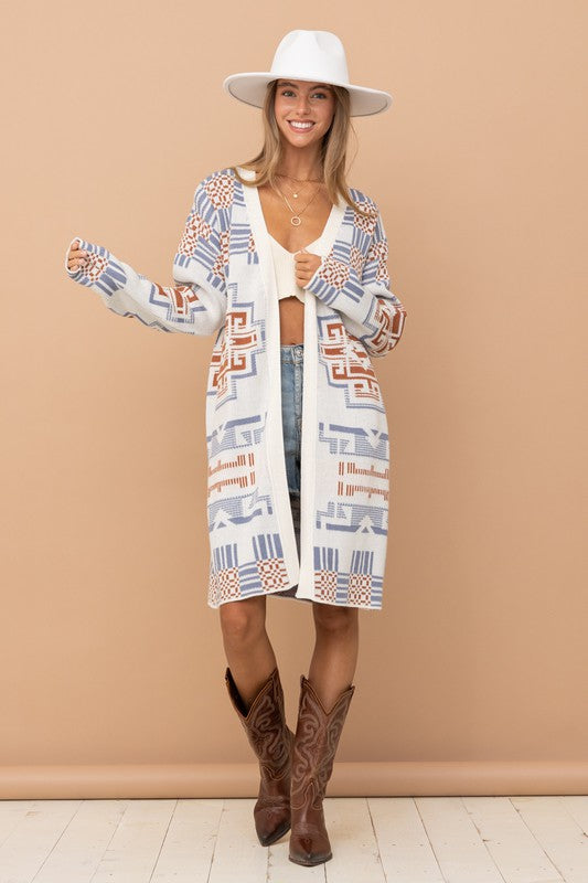 Frankie Long Patterned Cardigan Sweater Frankie Long Patterned Cardigan Sweater