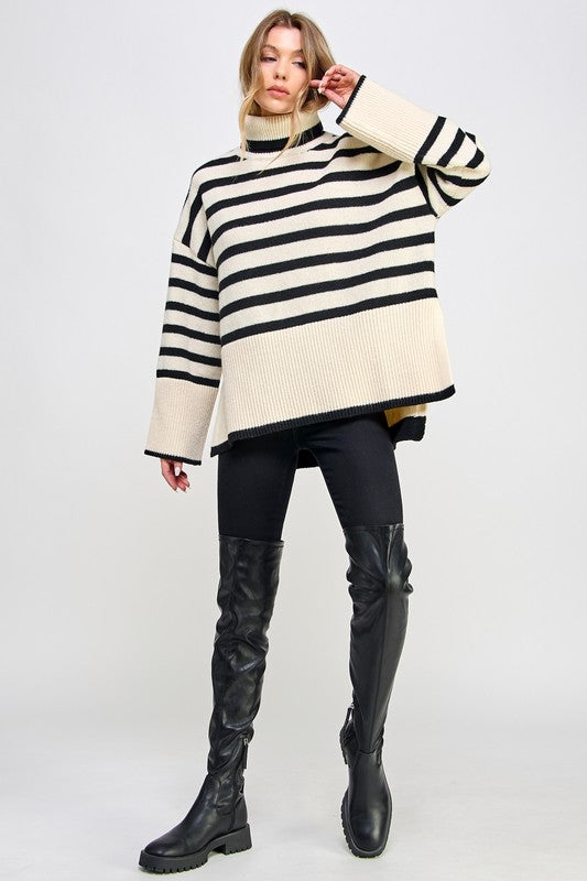 Stevie Striped Turtleneck Pullover Knit Sweater Stevie Striped Turtleneck Pullover Knit Sweater