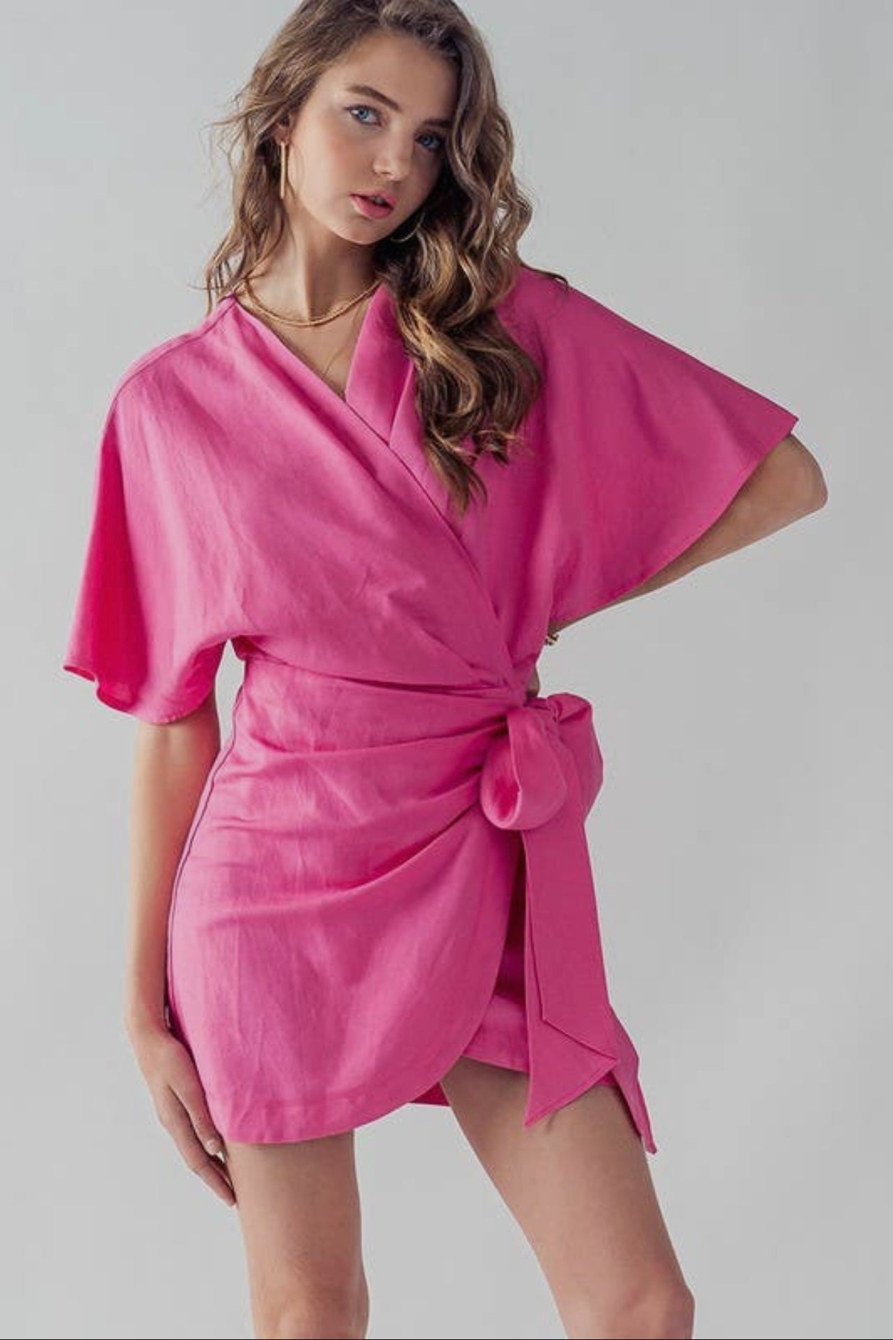 Azalea Flutter Sleeve Wrap Mini Dress Azalea Flutter Sleeve Wrap Mini Dress