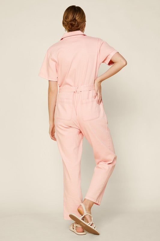 Cassandra Short Sleeve Cotton Utility Jumpsuit Cassandra Short Sleeve Cotton Utility Jumpsuit