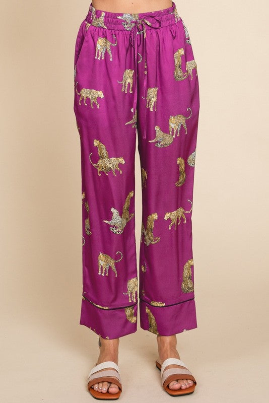 Lucia Satin Cheetah Print Pajama Set Lucia Satin Cheetah Print Pajama Set